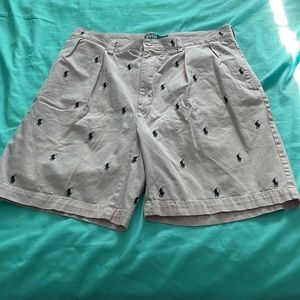 Ralph Lauren pink shorts with navy blue horses